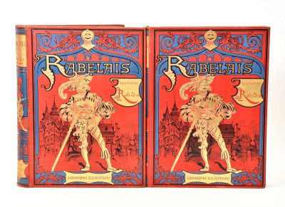 pair of red and blue cards with a picture of a man holding a sword