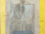 an image of a painting of a man sitting in a box