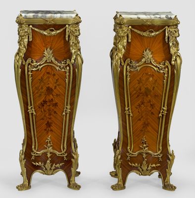 pair of louis xv style gilet - mounted commodes in the louis xv style