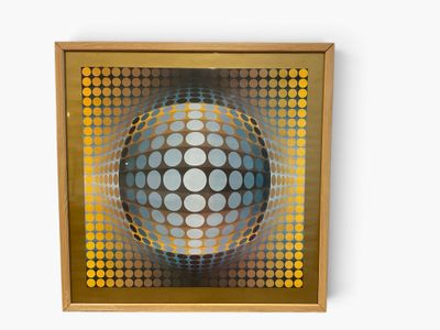 an image of a painting of a sphere with dots on it