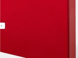 a red hardcover book with a white cover and a white stripe