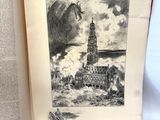 un livre ouvert sur lequel figure l'image d'un château
