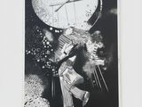 an image of a black and white drawing of a clock