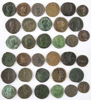 a collection of roman coins