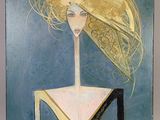 an image of a painting of a woman wearing a hat
