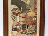 tableau représentant un homme et une femme devant un four en briques