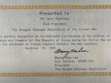an image of a certificate issued to a veteran of the korean war