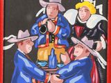 a painting of a group of men playing cards together