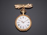 an image of a pocket watch with a bow tie on a black background