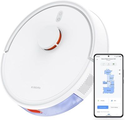 a close up of a smart robot with a phone next to it