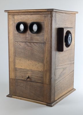 [BIARRITZ 1900] - VISIONNEUSE stéréoscopique en chêne et 26 …