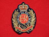 a close up of a badge on a red shirt
