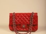 chanel red quilted lambskin flap bag with chain strap