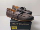 chaussures bateau en cuir pour homme, à lacets, sur une semelle carrée