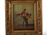 une peinture de fleurs dans un vase sur une table