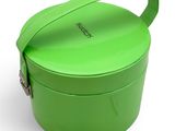 a green box with a handle on a white background