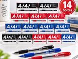 lot de 14 boîtes de stylos bleus et rouges