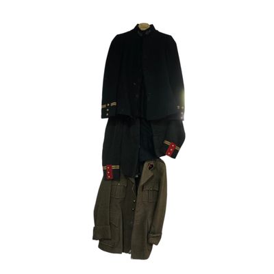 jacket and pants on a mannequin hanger on a white background