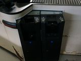 a black and white machine that is sitting in a room