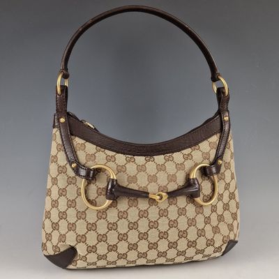 guccissi gg canvas and leather shoulder bag