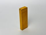 yellow lighter on a white surface with a white background
