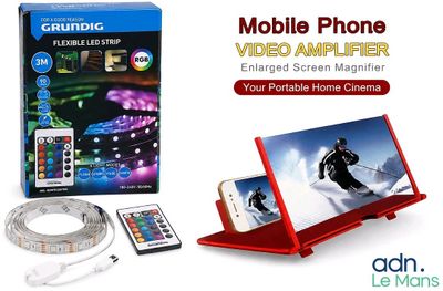 a picture of a cell phone and a video amplifier