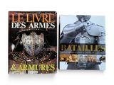 deux livres sur fond blanc : l'un représente un chevalier et l'autre un soldat