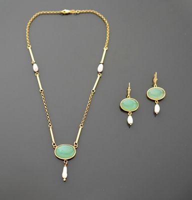 Demi parure en or jaune 14K 585 millièmes comprenant :