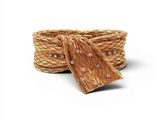 une corde enroulée autour d'un panier, surmontée d'un nœud papillon