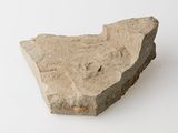 a stone object on a white surface with a white background