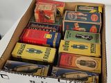 a box full of different types of cigarettes on a table