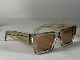 sunglasses on a white surface with a white background