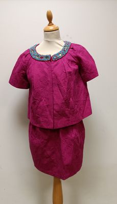 TARA JARMON – Ensemble en coton rose, veste avec encolure pe…