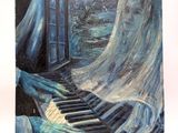 a painting of a person playing a piano