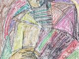 dessin représentant une femme assise sur une chaise en train de lire un livre