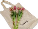 un sac fourre-tout contenant des fleurs, sur fond blanc