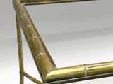 brass bamboo coffee table with glass top and metal frame