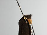 an image of a bagpipe with a bag and two sticks