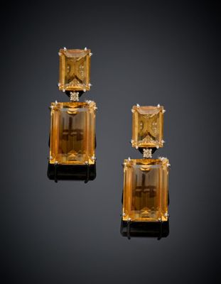 pair of citrine and diamond earrings