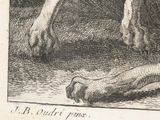 a drawing of a dog ' s paw and a bone