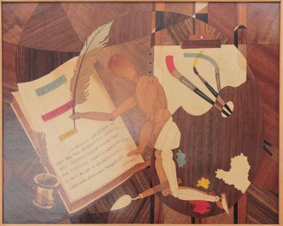 a picture of a painting of a man reading a book