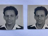 two black and white photos of a man in a sweater and a man in a white shirt