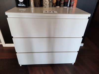 Commode en mélaminé blanc ouvrant à 3 tiroirs 80x78x48 cm - Photo 1