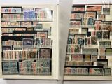 two pages of a book with stamps on them and a picture of a man