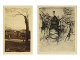 deux photographies en noir et blanc représentant un château et un arbre