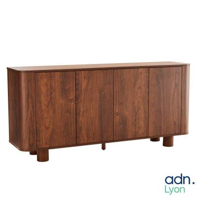 the sideboard is made of wood and has four doors