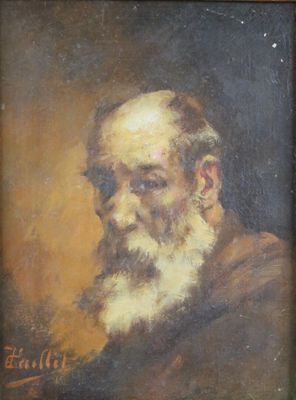 un vieux tableau représentant un homme à la barbe blanche