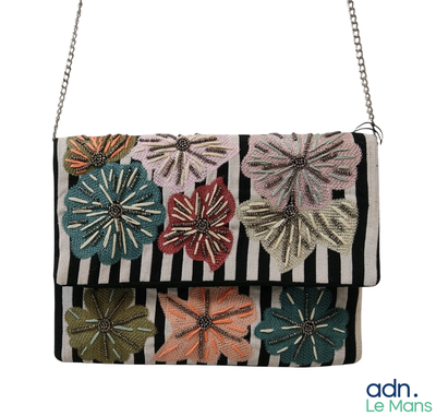 une image représentant un sac à main orné de fleurs