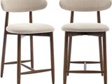 paire de tabourets de bar de style « mid-century » avec dossier rembourré