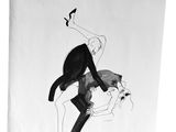 black and white drawing of a man and a woman dancing